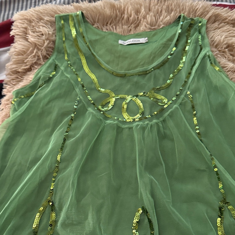MISSLOOK Green Sequin Camisole